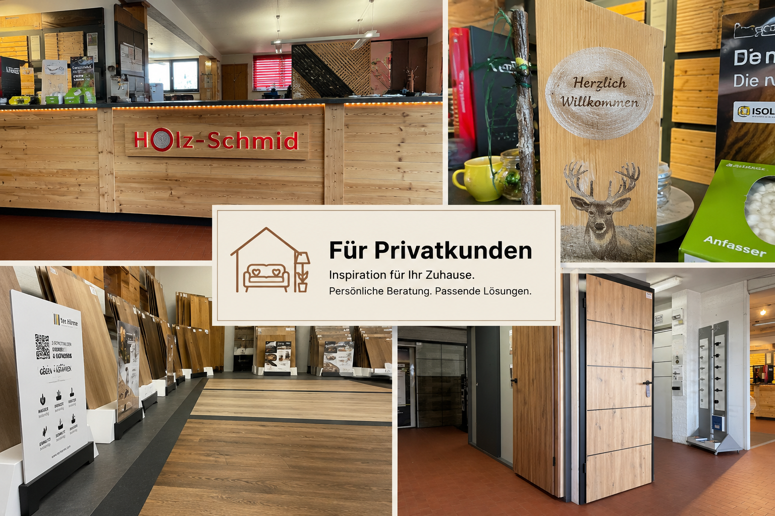 Collage von der Ausstellung bei Holz Schmid in Nufringen